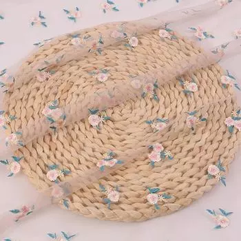 1/2/3/4/5 метров вышитая ромашка цветок сетка кружевная ткань прозрачная кружевная ткань марля для рубашек свадебное платье аксессуар 1M