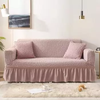 1/2/3/4/5 Seater Seersucker Sofa Slipcover High Stretch Couch Cover Thick Corner Sofa Protector Elastic Corner Couch Covers 90-140CM
