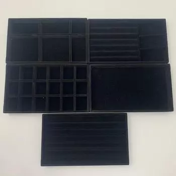 1/2/3/4/5 шт. бархатный поднос для хранения украшений серьги кольца ожерелья органайзер шкатулка для хранения украшений черный