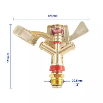 1/2 3/4 дюйма Мужской Металлический Пульсирующий Фермерский Разбрызгиватель Вращение 360 Градусов Газонная Вода