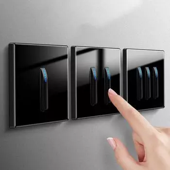 1/2/3/4 Gang 1/2 Way Push Button Switch Design Piano Key Switch ON / OFF Wall Light Switch LED Indicator Crystal Glass Panel Wall Switch 1 Way