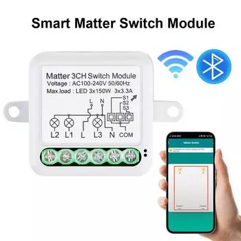 1/2/3/4-канальный AC 100 В-240 В Matter Switch Module Smart Breaker Вкл/Выкл Пульт дистанционного управления WIFI 300 Вт 10 А Голосовое управление