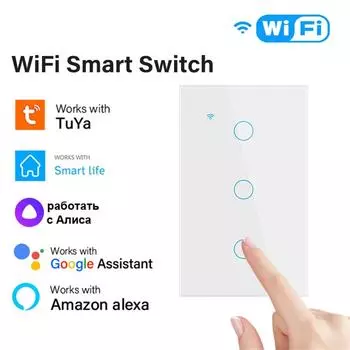 1/2/3/4-клавишный TUYA WiFi умный сенсорный выключатель настенная кнопка домашнего освещения 120*72 мм нейтральный провод голос для Alexa Google Home Assistant