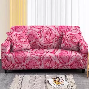 1/2/3/4 местный эластичный чехол для дивана с принтом розы для гостиной L-образный секционный чехол для дивана, защитный чехол для домашнего декора 1 seat 90-140cm