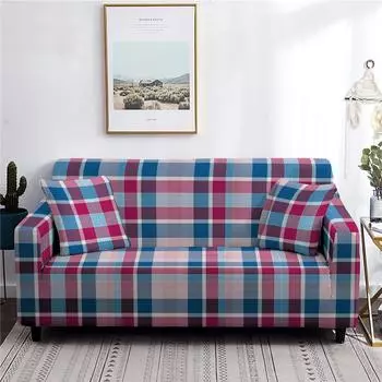 1/2/3/4 Seater Plaid Sofa Cover Dust-proof Stretch Sofa Slipcover for Living Room L Shape Sofa Protector Anti-fouling Home Decor 90x140cm