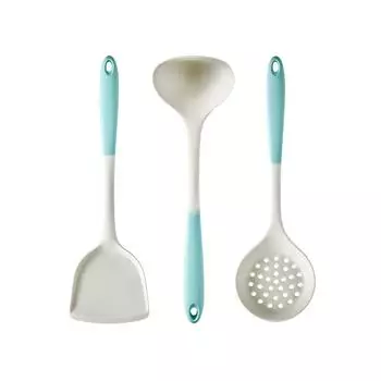 1/2/3/4 шт., белая, синяя ручка, силиконовая кухонная утварь, силиконовая лопатка, ложка, суповая ложка, рисовая ложка, многофункциональная кухонная ложка, лопаточка 3pcs