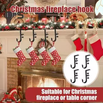 1/2/3/4 шт. держатель для чулок для камина вешалка для гирлянд прочные несущие нержавеющие регулируемые крючки для вешалок для гирлянд 1pc Unilateral чёрный
