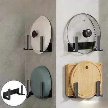 1/2/3/4 шт. Компактная настенная стойка для хранения кастрюль и кухонных принадлежностей с крючком 1pc