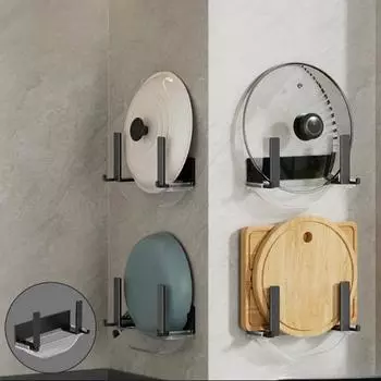 1/2/3/4 шт. Компактная настенная стойка для хранения кастрюль и кухонных принадлежностей с крючком и поддоном для воды 1pc