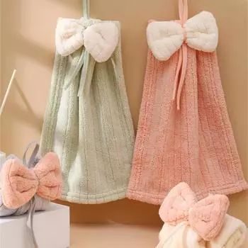 1/2/3/4 шт. полотенца для рук с бантом для кухни, ванной комнаты, коралловый бархат, мягкая тряпка из микрофибры, быстросохнущие впитывающие чистящие салфетки, домашняя тряпка для мытья посуды 1PC бежевый