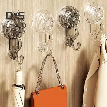 1/2/3/4 шт. Прозрачные крючки для присосок, прочные, выдерживающие нагрузку, легко устанавливаемые съемные сверхпрочные вакуумные присоски с крючками 1pc чёрный/чистый