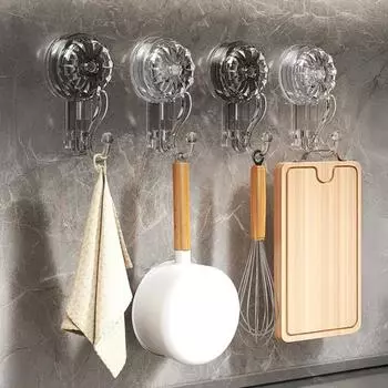 1/2/3/4 шт. Прозрачные крючки на присосках, прочные, выдерживающие нагрузку, легко устанавливаются, съемные, тяжелые 1pc чистый/чёрный