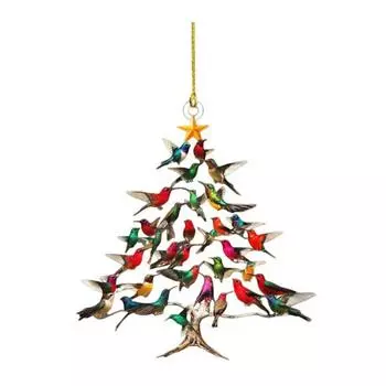 1/2/3/4 шт. Сверкающая колибри Рождественское украшение 2D акрил Красочная Стопка Колибри Украшение Зимняя Птица Рождественский Декор 8 cm 1pc