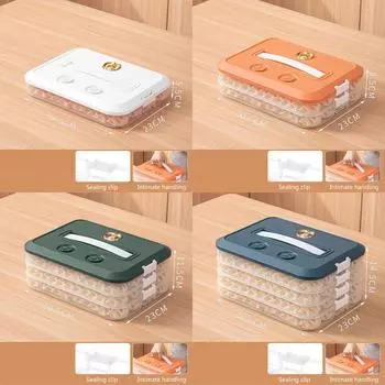 1/2/3/4-уровневый ящик для хранения, надежный держатель для пищевых контейнеров с крышкой, пластиковая коробка для хранения замороженных пельменей в холодильнике 3 зелёный