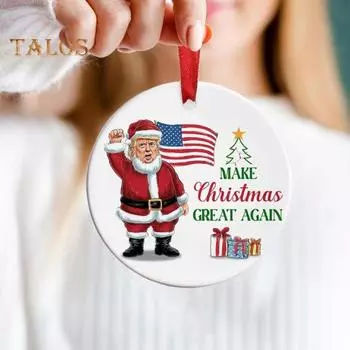 1/2/3/5/10 шт. Рождественские украшения Трампа 2024 года, снова сделают Рождество великим, украшение Санты, праздничное украшение для сторонников 1pc