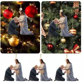 1/2/3/5 шт. 2024 Трамп рождественские украшения акриловое автомобильное зеркало рождественская елка подвесное украшение Мы живем под Божьей любовью кулон для сторонников 1pc