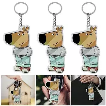 1/2/3/5 шт. Брелок в форме собаки с двухсторонним принтом, прочный акриловый, устойчивый к царапинам, аксессуар для сумки-брелока 1pc серый