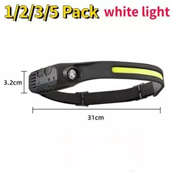 1/2/3/5 шт. индукционные светодиодные налобные фонари с датчиком движения USB зарядка 5 режимов освещения фонарик COB светодиодный налобный фонарь шахтера для походного лагеря на открытом воздухе 1 Pack