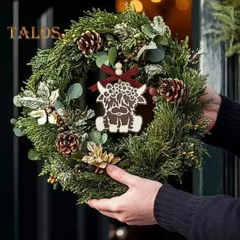 1/2/3/5 шт. рождественские украшения в виде коровы из горной породы, подвесное украшение в виде коровы на рождественскую елку с бантом для декора рождественской елки 1pc