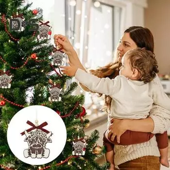 1/2/3/5 шт. рождественские украшения в виде коровы из горной породы, подвесное украшение в виде коровы на рождественскую елку с бантом для декора рождественской елки 1pc