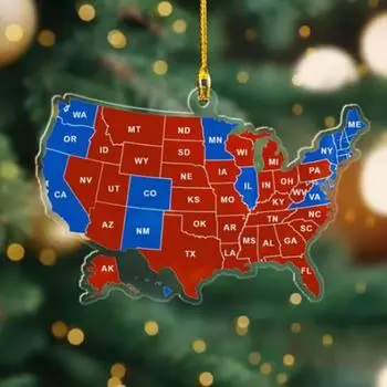 1/2/3/5 шт. Украшение для президентских выборов в США 2024 г. Результаты выборов в штатах США Рождественская елка 1pc