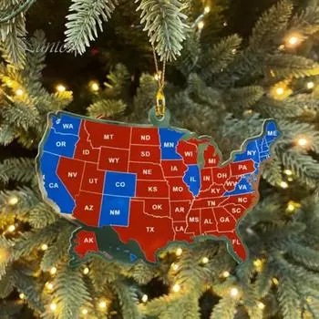 1/2/3/5 шт. Украшение на тему выборов президента США 2024 года, результаты выборов в штате США, рождественское украшение на елку, памятный подарок для сторонника 1pc