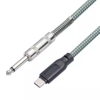 1/2/3/5M 6.35mm 1/4 Inch TS To USB-C Audio Cable Braided 6.35mm TS Aux Jack To Type C Stereo Cable for iPhone 15 Series 1m