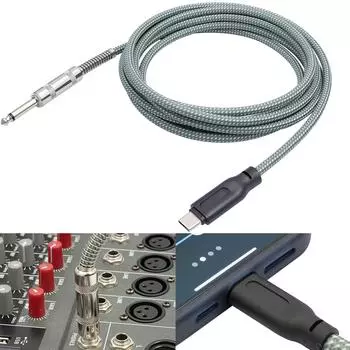 1/2/3/5M 6.35mm 1/4 Inch Male Mono To Type C Male Cable for Audio Recording # 1m