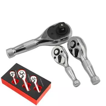 1/2 3/8 1/4 дюйма привод укороченный трещотка гибкий головной храповой ключ набор мини укороченный трещотка ключ торцевой 72 зуба для труднодоступных мест серебряный