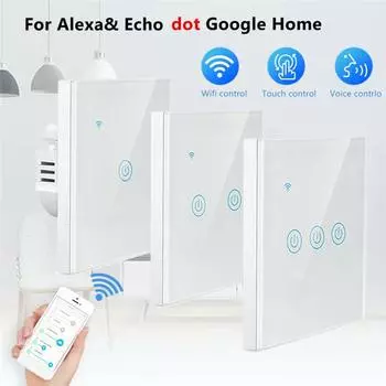 1/2/3 Gang Smart Life WiFi настенный сенсорный выключатель света нейтральный провод беспроводное управление сенсорный выключатель света стандарт ЕС 1-Gang&EU standard белый