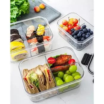 1/2/3 Grid Bento Lunch Box Food Storage Containers With Seal Lid Freezer Fresh-keeping Dishwasher Oven Safe For Bento Box Picnic