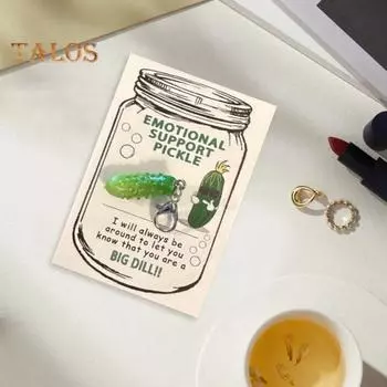 1/2/3 комплекта эмоциональная поддержка брелок для ключей Pickle Design подвеска с карманом объятия открытка тонкая работа металлический смоляной брелок позитивный подарок 1 Set