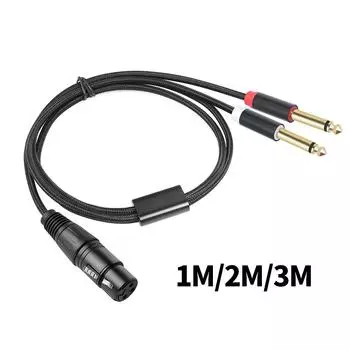 1/2/3 м XLR гнездовой к двойному 1/4-дюймовому Y-разветвительному кабелю XLR к двойному 6,35 мм 1/4-дюймовый микрофонный кабель для микрофонного микшера-усилителя 1m
