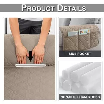 1/2/3-местный 100% водонепроницаемый стеганый чехол для дивана противоскользящие чехлы для дивана коврик для домашних животных с карманами моющийся защитный чехол для мебели 1 Seater серо-коричневый