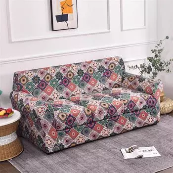 1/2/3-местный чехол для дивана с цветочным принтом, эластичные чехлы для диванов из спандекса, нескользящие моющиеся чехлы для дивана с чехлом для подушки для гостиной 1 Seat Chair Cover