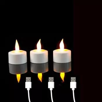 1/2/3 шт. белые светодиодные чайные свечи с зарядкой через USB, маленькие беспламенные перезаряжаемые рождественские свечи на батарейках