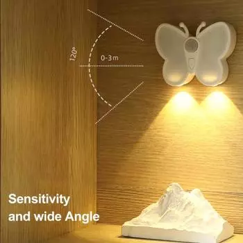 1/2/3 шт. Датчик движения Бабочка Ночной Светильник Без Мерцания Мягкий Светильник Простая Установка USB Перезаряжаемый Энергосберегающий Ночной Светильник 1