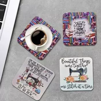 1/2/3 шт. Давайте сошьем печатные подставки для стаканов, швейная машина, набор подставок для стаканов с принтом, дизайн, ткань, декор стола, домашнее шитье, подарки A