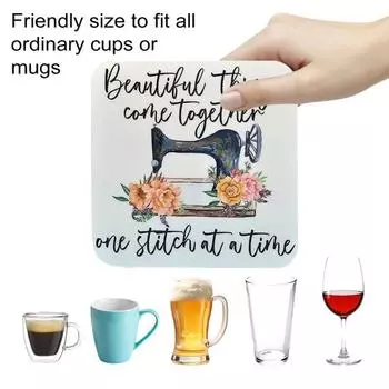 1/2/3 шт. Давайте сошьем печатные подставки для стаканов, швейная машина, набор подставок для стаканов с принтом, дизайн, ткань, декор стола, домашнее шитье, подарки A