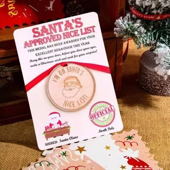 1/2/3 шт. Деревянный значок Санты для рождественских коробок, памятная медаль из дерева ручной работы с 1pc