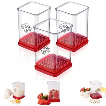 1/2/3 шт. фруктовая чашка с нажимной пластиной, резак для клубники, бананов, киви, интегрированный дизайн лезвия, посудомоечная машина, безопасный овощной салат, кухонный гаджет 1pc