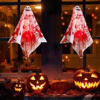 1/2/3 шт. Хэллоуинский подвесной призрак, уличный жуткий кровавый призрак со светодиодной подсветкой, ужасный дом с привидениями, реквизит для сада, бара, двора 1pc