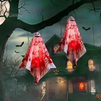 1/2/3 шт. Хэллоуинский подвесной призрак, уличный жуткий кровавый призрак со светодиодной подсветкой, ужасный дом с привидениями, реквизит для сада, бара, двора 1pc