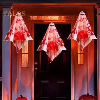 1/2/3 шт. Хэллоуинский подвесной призрак, уличный жуткий кровавый призрак со светодиодной подсветкой, ужасный дом с привидениями, реквизит для сада, бара, двора 1pc