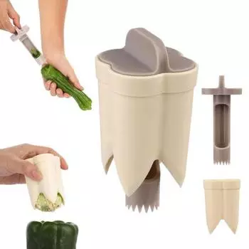 1/2/3 шт. Инструмент для удаления сердцевины перца 2-в-1, устройство для удаления сердцевины болгарского перца, простая поворотная насадка для удаления сердцевины перца, кухонный инструмент для удаления сердцевины овощей и фруктов 1pc бежевый