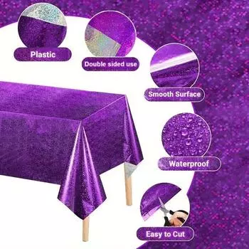 1/2/3 шт. лазерная скатерть одноразовая пластиковая скатерть для дня рождения свадьбы Рождества Нового года вечеринки праздничные принадлежности 1PC фиолетовый