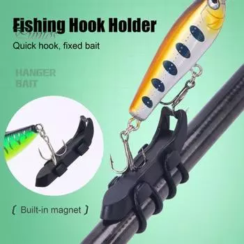 1/2/3 шт. Магнитный держатель крючка для рыболовной приманки с резиновыми кольцами, крючок для приманки без отверстия, автоматический держатель крючка для рыбалки на открытом воздухе 1pc чёрный