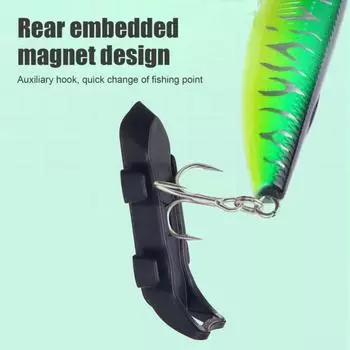 1/2/3 шт. Магнитный держатель крючка для рыболовной приманки с резиновыми кольцами, крючок для приманки без отверстия, автоматический держатель крючка для рыбалки на открытом воздухе 1pc чёрный