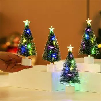 1/2/3 шт. Мини-елочки со светодиодными лампами, красочные сосновые иголки, рождественские елки, настольные украшения, маленькие украшения на Новый год 1pcs