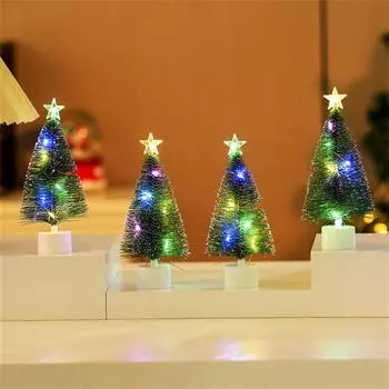 1/2/3 шт. Мини-елочки со светодиодными лампами, красочные сосновые иголки, рождественские елки, настольные украшения, маленькие украшения на Новый год 1pcs